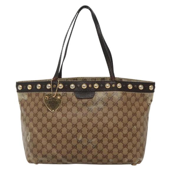 GUCCI GG Crystal Tote Bag Coated Canvas Beige Gold - Picture 2 of 16